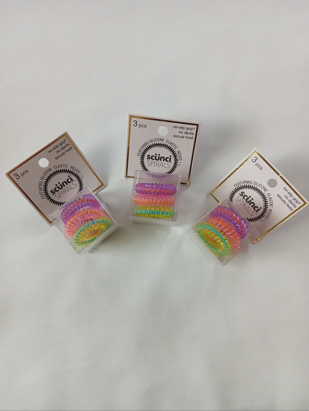 3 Scunci Packs Of 3 Hair Spiral Elastics Ponytail Holders